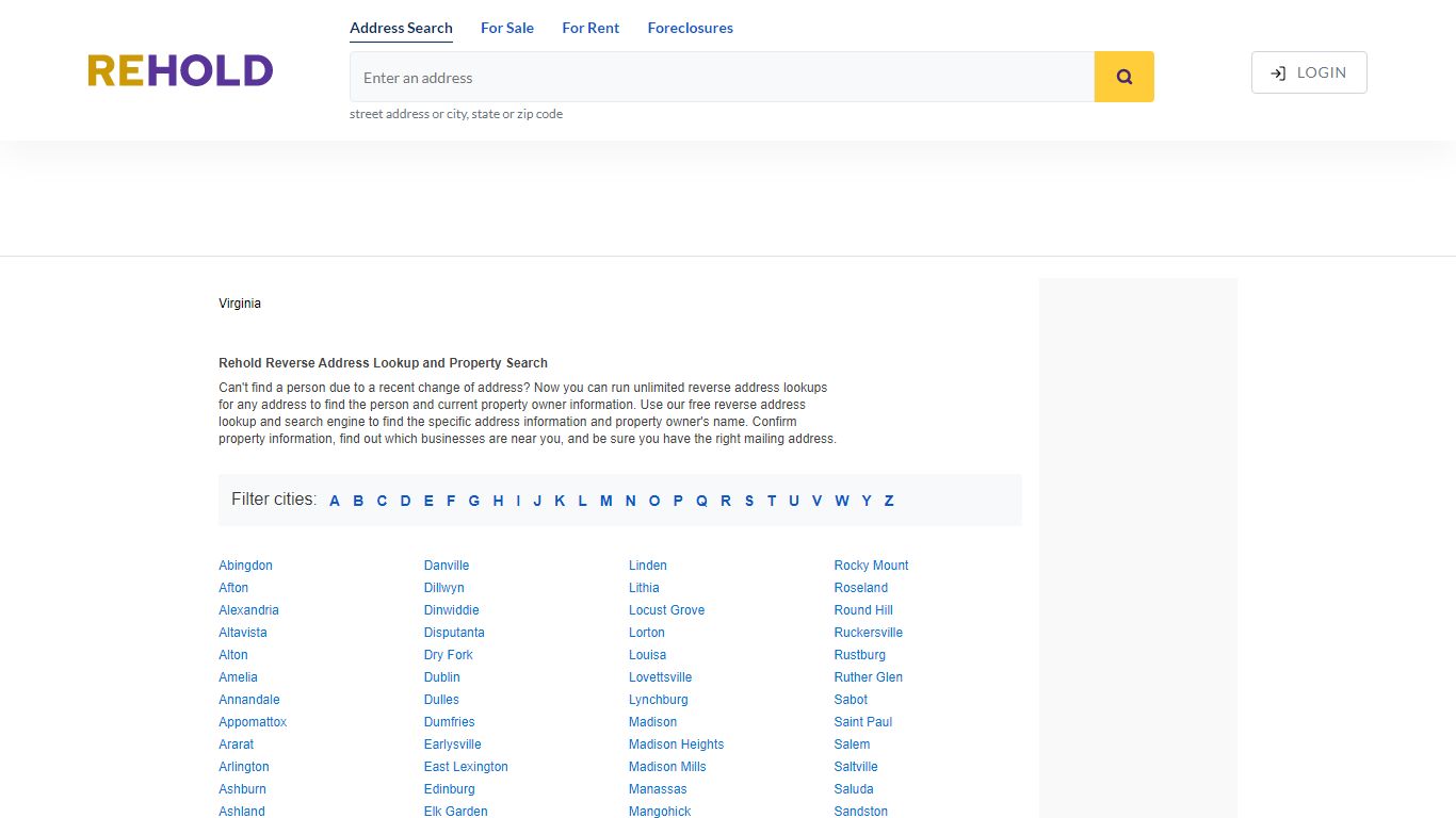 Address Directory - Virginia - Rehold
